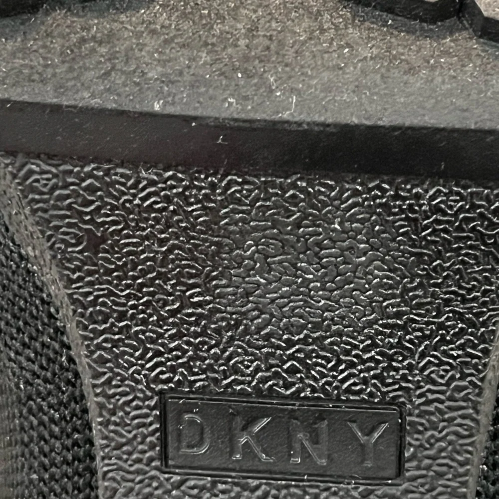 DKNY Black/White Logo Tessa Stretch Knit Chunky Rugged Heel Sock Fit Booties.NEW - Picture 9 of 9
